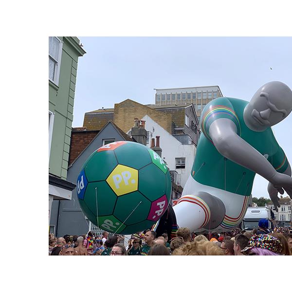 Giant Inflatable Footballer for Brighton Pride 2019!